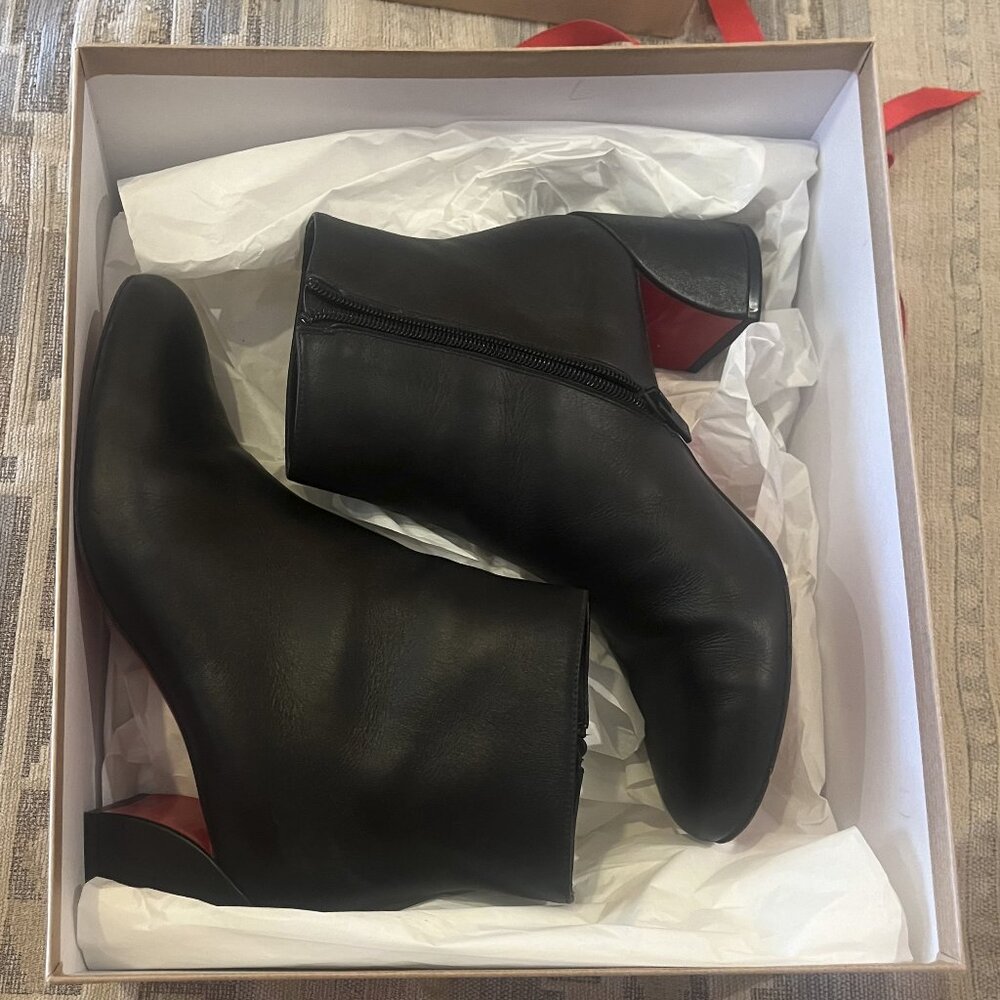 Christian Louboutin Red Sole Turela 55 Black Leather Ankle Boots
